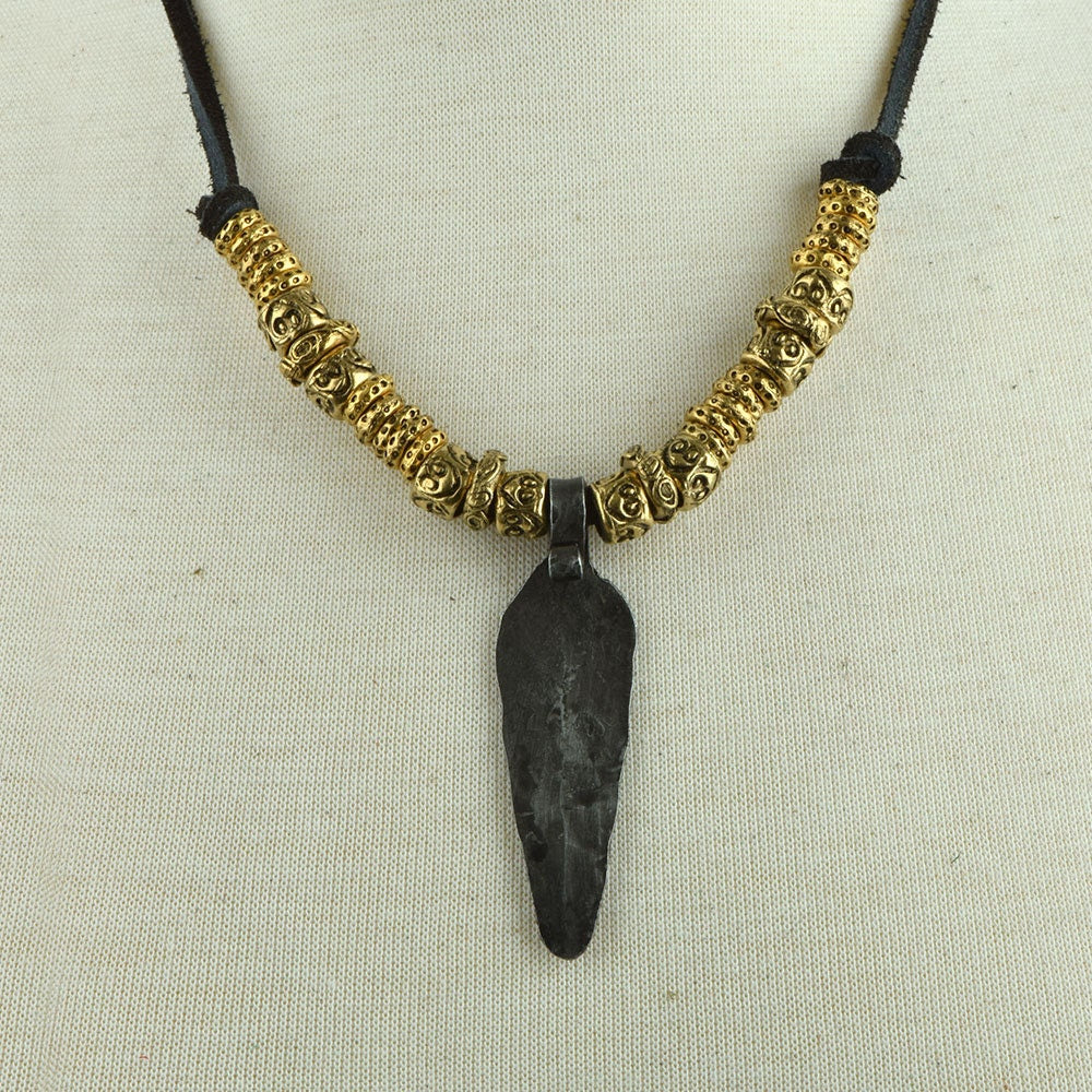 Viking Middle Earth Westeros Forged Steel and Brass Necklace, each