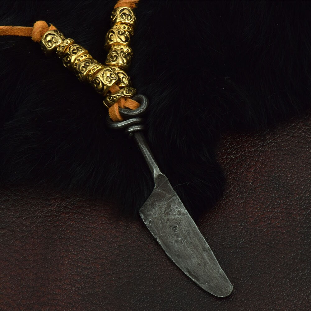 Middle Earth/Westeros Forged Steel Knife and Brass Necklace, each