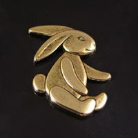 43mm Rabbit Flatback Charm, Antique Gold, pack of 6