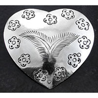 34mm x 37mm Etched Heart Stamping, Silver, charm or pendant, polished, handmade, Pack of 2