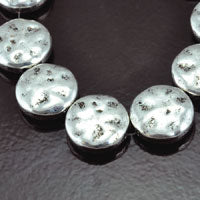 Vintage Classic Silver Hammered Disc Beads, strand