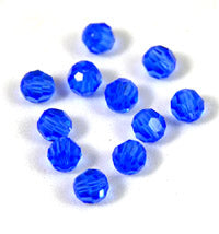 Swarovski Crystal 4mm Round Faceted, Sapphire, Pkg/12