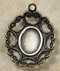 18x17mm Classic Silver Charm-8x6mm Setting, pk/6