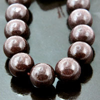 14mm(.55in) Dyed Jade Round Bead, Chocolate Brown, strand