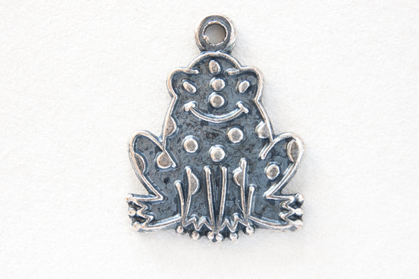 15mm Vintage Silver Frog Charm, 6 pack