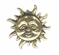 Antique Gold Smiling Sun Charm, Pack of 6