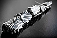 28x18x12mm Zebra Print Natural Shaped Rectangle Lucite Bead, 6in strand