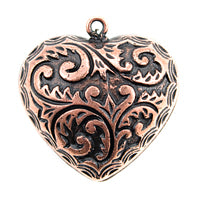 26mm Baroque Heart Pendant/Charm flatback, Antiq.Copper, pk/6