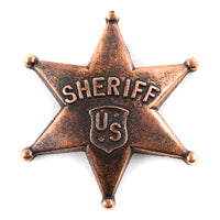 45mm Sheriff Star Brooch Flat back, Antiqued Copper, pack of 6