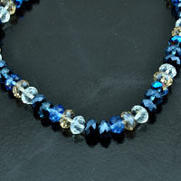 7x10mm Black-n-Blue Multi-Color Faceted Crystal Rondells, strand