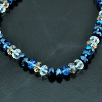 7x10mm Black-n-Blue Multi-Color Faceted Crystal Rondells, strand