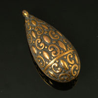 22x16x52mm Teardrop Baroque Pendant Antiqued Gold, ea
