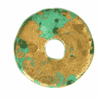15mm Round Clay Disc Bead, Mottled Gold and Green, pack of 12