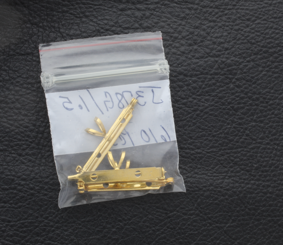 Bar Pin w/Bail, gold 1.5in Finish pk/3