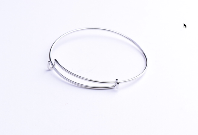 6 inch Silver plate Wire Bangle Bracelet with no ball catch, each