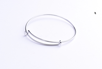 6 inch Silver plate Wire Bangle Bracelet with no ball catch, each