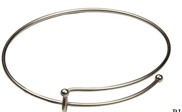 6in Silver Finish Wire Charm Bangle with Ball/catch, ea