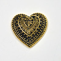 1.15in(29mm) Antiqued Gold Athenian Heart Flat Back, pack of 6