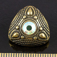 28mm Tri-angle w/Crystal Antiqued Gold Vintage Button, ea
