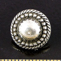 19mm Round Rope-bordered w/Crystal Classic Silver Vintage Button, ea