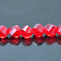 8mm Red Faceted Helix Fire-n-Ice Crystal Beads, 16" Strand