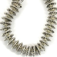 5x14mm Classic Silver Sunburst Cone Beads, 12in strand
