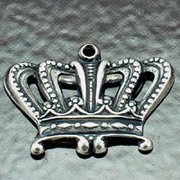 24x17mm Crown Charm, Vintage Classic Silver, pack of 6