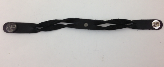 Leather Bracelet, snap on, 8" x 12mm wide, ea