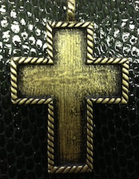 2.75" Cross Bezel Pendant, antique bronze gold, each