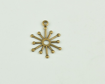 Snowflake stamping charm, 11mm antique gold sold 6 each