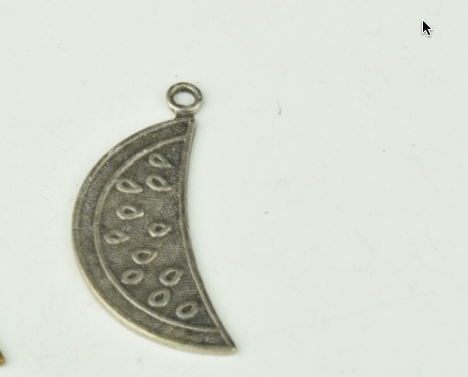 25mm Watermelon Slice Charm, Vintage Silver, 6 pack