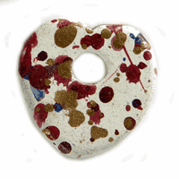 15mm Clay Heart Pendant, White with Multicolored Specks, pack of 12