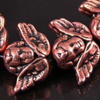 15x20mm Cherub/Angel Beads, Antiqued Copper, 12in Strand