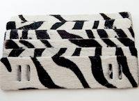 Zebra Hair on Hide Leather Strips, 6 pack