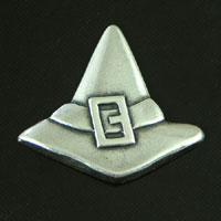 25mm Pointed Wizard / Witch Hat Charms with Buckle Halloween, Classic Silver, pack of 6