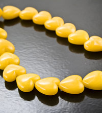 12mm Italian Mustard Yellow Heart Lucite Beads, 12in Strand