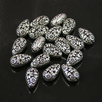 Flower-Daisy Teardrop, Antiqued Classic Silver Beads, 12in strand