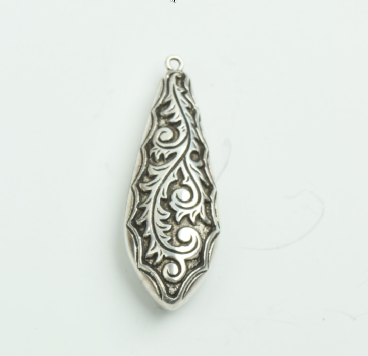 41mm Florentine Tear Shaped Drop, Classic Silver, pack of 6