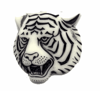 32x33mm Ivory Colored Flat Back Tiger Head, pk/2
