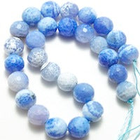 14mm Blue Agate Faceted Round Bead 16 inch strand
