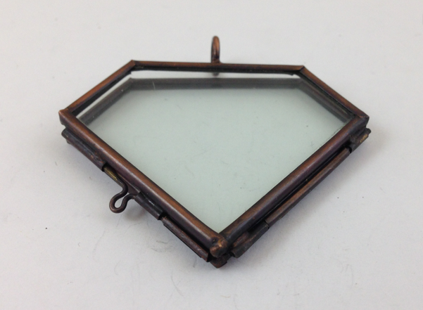 Our Glass Diamond Locket Pendant, Antique Copper, pack of 6