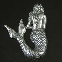 25x35mm(1x.1.4in) Mermaid Charm/Pendant, Classic Silver, pk/6