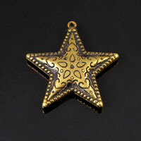 39mm Western Star Charm Pendant, Antique Gold, pack of 6