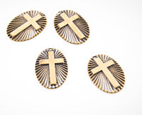 14x10mm Antique Gold Finish Cross w/ Hole, ea,