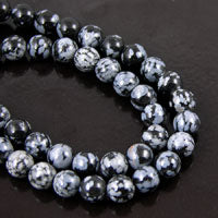 6mm Round Snowflake Obsidian Beads, 16 inch strand