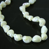 11x9mm Popcorn Nugget Beads, White Mother of Pearl, 16in strand