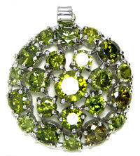 Cubic Zirconia Round Crystal Pendant, Olvine 32mm