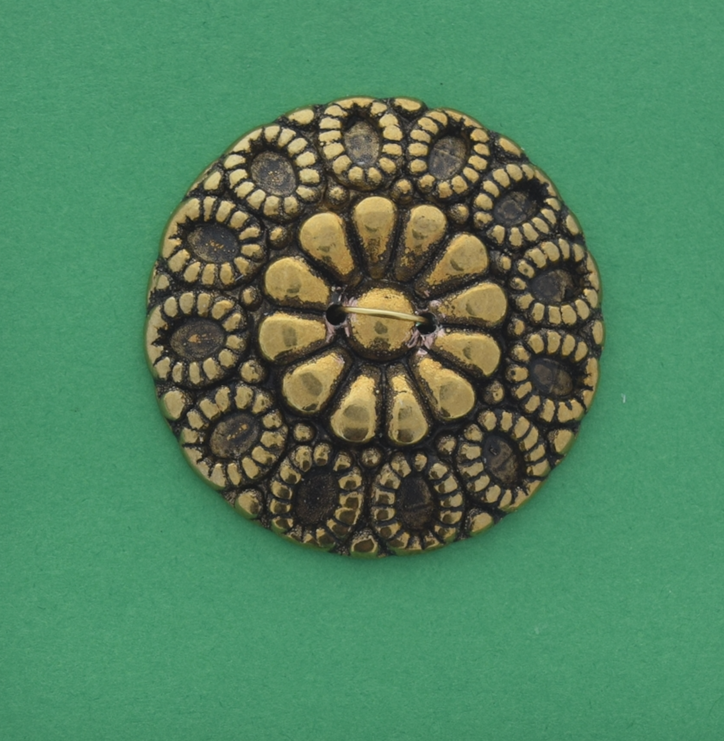 38mm Antique Gold Flower Round Cabochon, ea