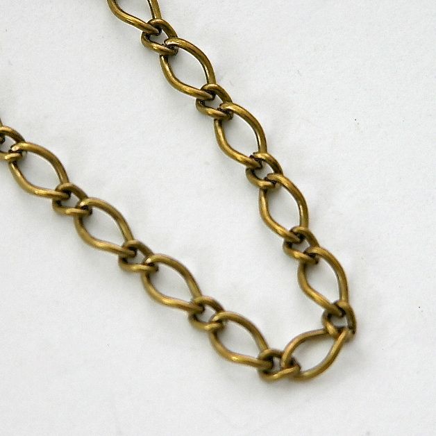 3mm Long & Short Curb Chain, Vintage Gold, 10 feet
