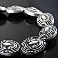 Concho Bead(side-drilled), Antiqued Classic Silver, strand